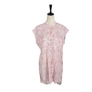 WALK THE EARTH Alamwar Tunic Dress Button Up Cotton Sheer Boho Womens Small
